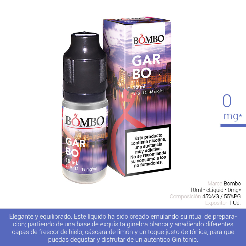 BOMBO E-LIQUID GARBO 00 mg 10 ml 1 Ud.