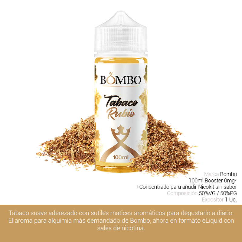 BOMBO E-LIQUID TABACO RUBIO BOOSTER 00 mg 100 ml 1 Ud.