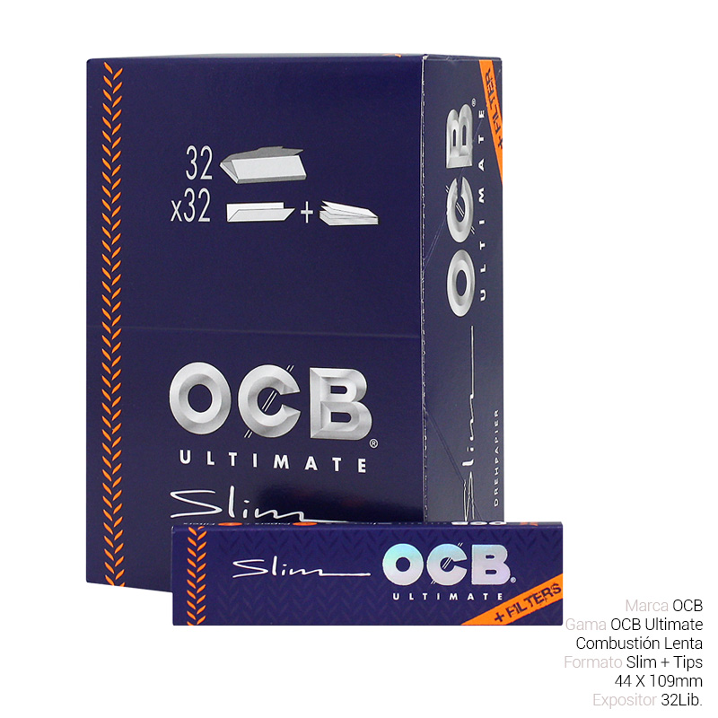OCB SLIM ULTIMATE + TIPS 32 Lib.