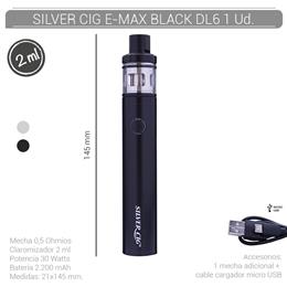 SILVER CIG E-MAX BLACK 2300 mAh/0.5 Ohm DL6 1 Ud. 40678760