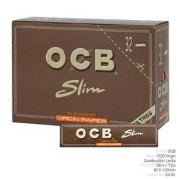 OCB KING SIZE SLIM VIRGIN + TIPS 32 Lib.