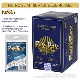 PAY-PAY FILTROS SLIM 180 + LIBRITO 70 MM BLUE 40 Uds. P0021