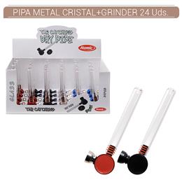 PIPA ATOMIC FUMETA METAL CRISTAL + GRINDER 24 Uds. 02.12755