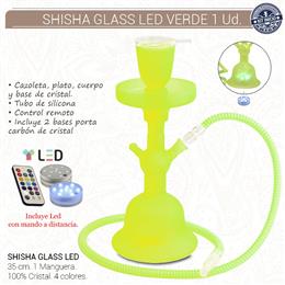 SHISHA 35 cm. 1 Mang. GLASS VERDE LED 1 Ud. 02.30471