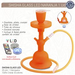 SHISHA 35 cm. 1 Mang. GLASS NARANJA LED 1 Ud. 02.30472