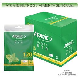 ATOMIC FILTROS SLIM MENTHOL 120 10 Uds. 01.63005