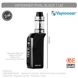 VAPIONEER RIVAL BLACK 1 Ud. [CV024]